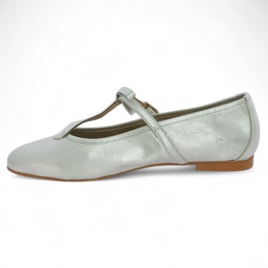 chaussure plate cuir argent femme 42, 43, 44, 45 Shoesissime, vue intérieure