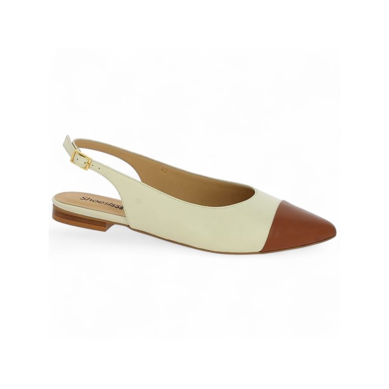 Ballerine beige et camel 42, 43, 44, 45 Shoesissime, vue profil
