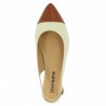 Ballerine grande pointure ouverte au talon beige et camel  Shoesissime, vue dessus