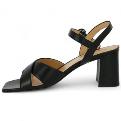 sandale cuir noir élégante 42, 43, 44, 45 femme Shoesissime, vue intérieure