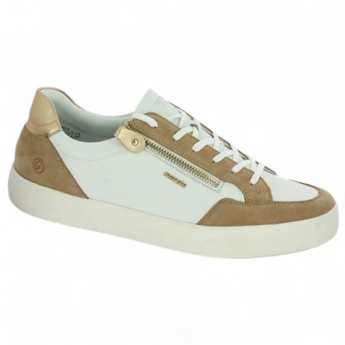D2J01-82 sneakers Remonte beige et blanc 42, 43, 44, 45, vue profil