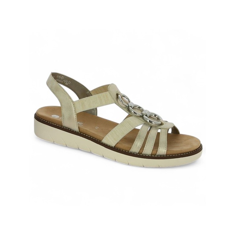 Nova - D2073-60 Sandale beige doré bijoux - Chaussures Remonte femme 42, 43, 44, 45 - Shoesissime
