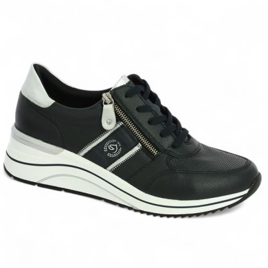 D0T04-14 Baskets compensée bleu Remonte 42, 43, 44, 45 Shoesissime, vue profil