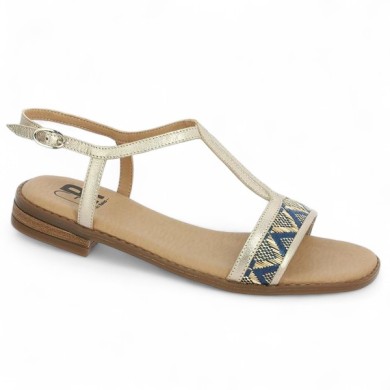 sandale dorée et bleu Géo Reino femme 42, 43, 44, 45 Shoesissime, vue profil