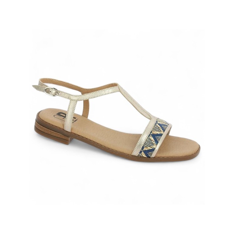 sandale dorée et bleu Géo Reino femme 42, 43, 44, 45 Shoesissime, vue profil
