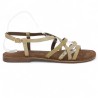 sandalette plate dorée fine femme grande pointure Shoesissime, vue coté