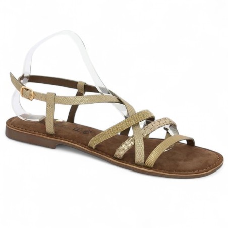 sandale plate dorée fine femme grande taille Shoesissime, vue profil sandale plate dorée fine femme grande taille Shoesissime, vue profil