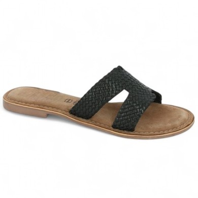 mule noire femme 42, 43, 44, 45 Shoesissime, vue profil