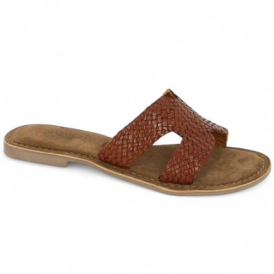 mule cuir marron camel femme 42, 43, 44, 45 Shoesissime, vue profil