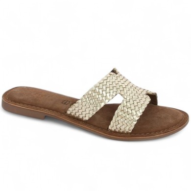 mule dorée femme grande taille Shoesissime, vue profil
