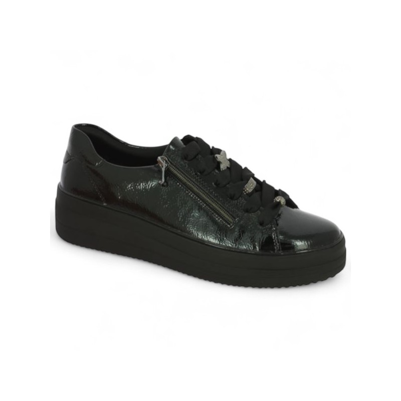 D1C09-00 baskets vernies noire Remonte 42, 43, 44, 45 Shoesissime, vue profil