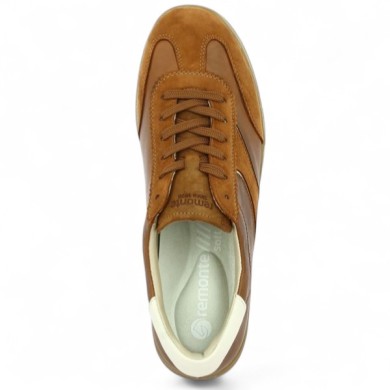 Baskets tendance grande taille femme velours camel Shoesissime, vue dessus