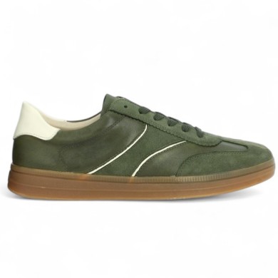 D2C05-54 Baskets velours vert kaki Remonte grande taille Shoesissime, vue coté