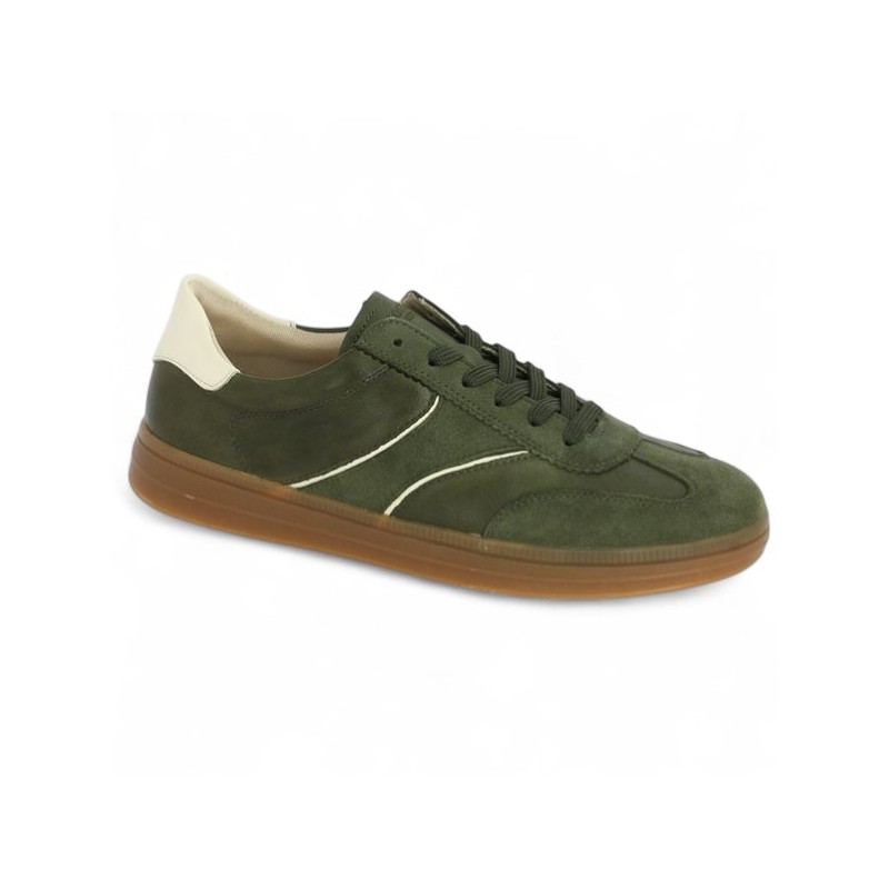 D2C05-54 Baskets velours vert kaki Remonte 42, 43, 44, 45 Shoesissime, vue profil