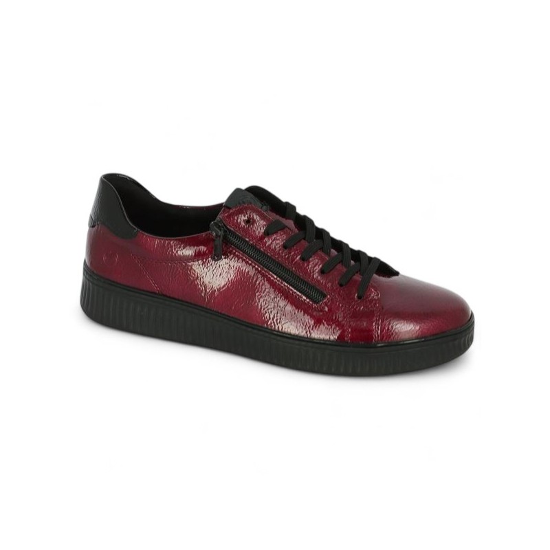 D2E01-33 Sneakers vernis bordeaux Remonte 42, 43, 44, 45 femme, vue profil