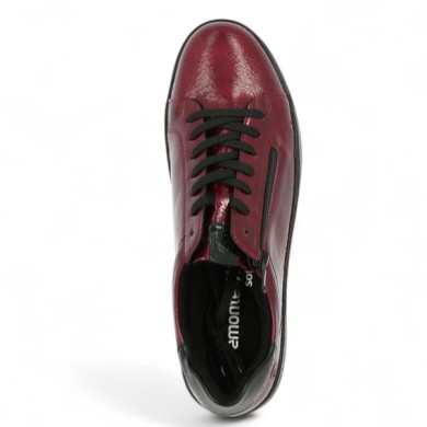 D2E01-33 Baskets femme grande taille bout rond vernis bordeaux Remonte 42, 43, 44, 45 femme, vue dessus