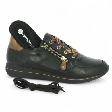 Sneakers Noire mode femme grande taille semelle confort Shoesissime, vue détails