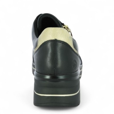 Tennis compensée femme 42, 43, 44,4 5 cuir noir et dorée Shoesissime, vue arrière