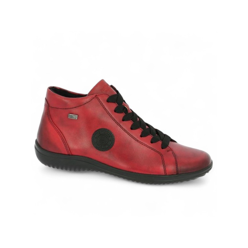 D1E71-35 Baskets femme rouge Remonte grande taille confort, vue profil