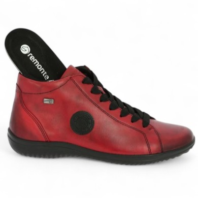 Baskets confort rouge femme semelle amovible Remonte grande taille Shoesissime, vue détails