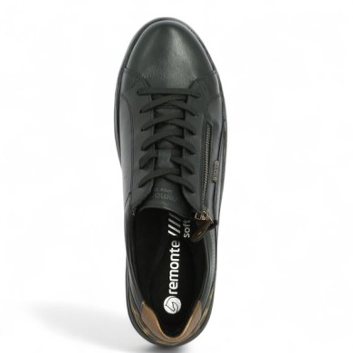 Baskets Remonte noire et léopard grande pointure femme Shoesissime, vue dessus