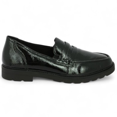 Mocassin confort vernis noir grande taille femme Shoesissime, vue coté