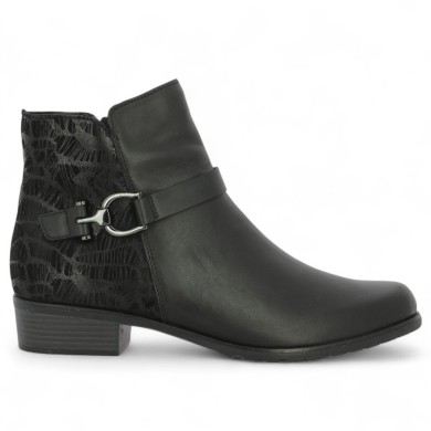 D6894-00 boots Remonte noir 42, 43, 44, 45 femme boucle argent Shoesissime, vue coté