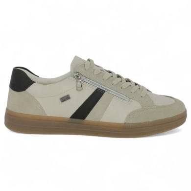 D2C04-62 grandes tailles Baskets femme blanc écru et noir Remonte Shoesissime, vue coté