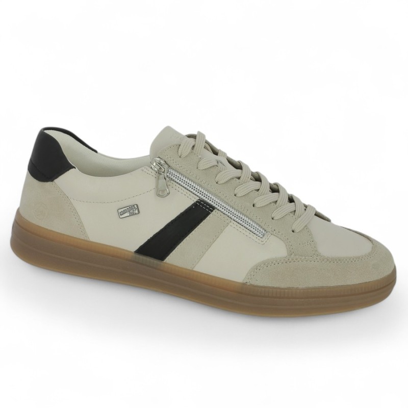 D2C04-62 grande pointure Baskets blanc écru et noir Remonte Shoesissime, vue profil