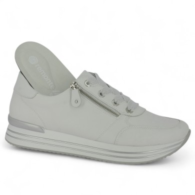 Thalia - Sneakers Remonte cuir Blanc - Baskets blanche  femme grande taille - Shoesissime