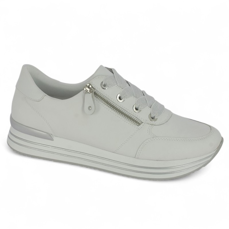 Thalia - Sneakers Remonte cuir Blanc - White women's sneakers large size - Shoesissime