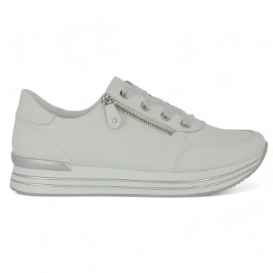 Thalia - Sneakers Remonte cuir Blanc - White women's sneakers large size - Shoesissime