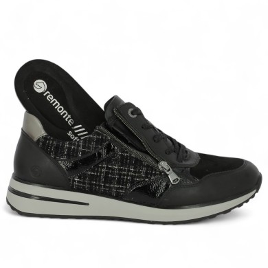 Baskets noire femme habillée fermeture éclair 42, 43, 44, 45 semelle amovible, vue détails