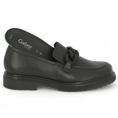 Laury - 72.554.67 Moccasin black thick sole - Moccasin femme tendance 42, 43, 44, 45 - Shoesissime