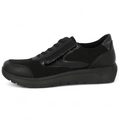 Sneakers grande taille Remonte souple femme stretch noir Shoesissime, vue intérieure