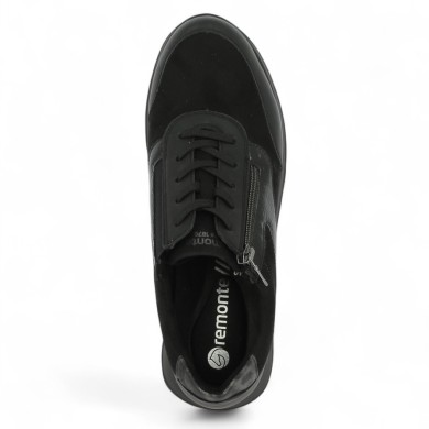 Baskets grande taille Remonte souple femme stretch noir Shoesissime, vue dessus