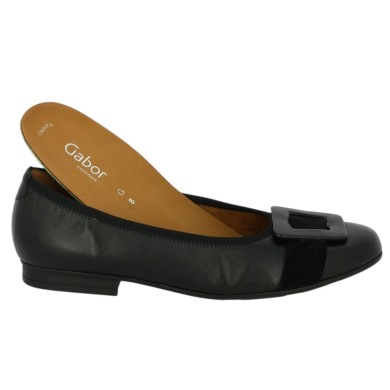 ballerine Gabor en cuir noir grande taille femme semelle amovible, vue détails