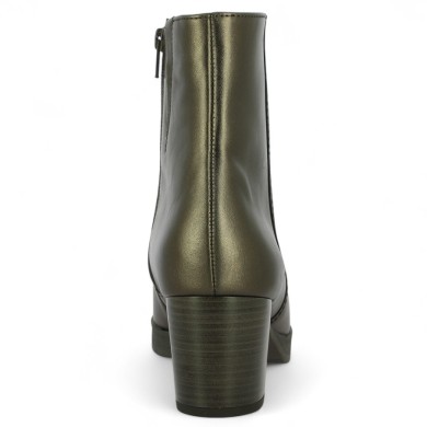 Dina - Bottines Gabor 72.071.15 cuir bronze à talon – Bottines à talon grande taille - Shoesissime