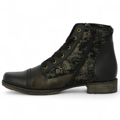 bottines à lacets femme Remonte noir et brillant grande taille Shoesissime, vue intérieure