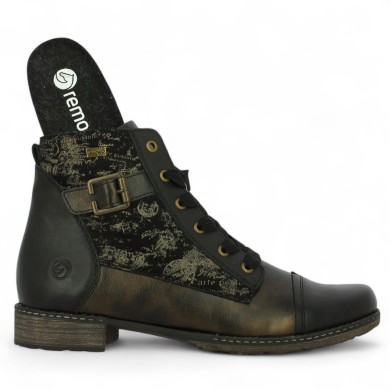 bottines femme semelle amovible 42, 43, 44, 45 noir et bronze fantaisie Shoesissime, vue détails
