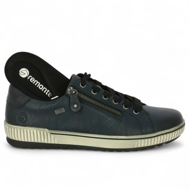 D0700-15 Tennis Remonte cuir bleu semelle amovible baskets femme grande taille Shoesissime, vue détails