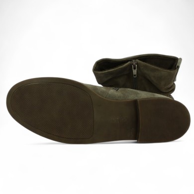 Gabrielle - Gabor flat boots crumpled nubuck taupe - Gabor large size boots - Shoesissime