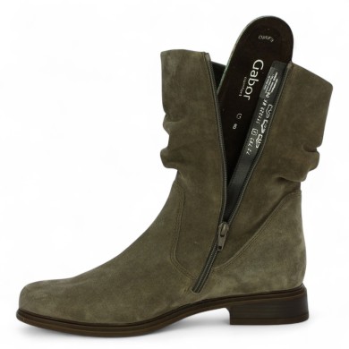 Gabrielle - Gabor flat boots crumpled nubuck taupe - Gabor large size boots - Shoesissime
