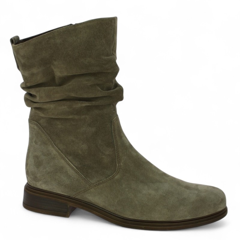 Gabrielle - Gabor flat boots crumpled nubuck taupe - Gabor large size boots - Shoesissime