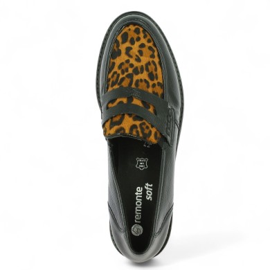 Penny - D2Q02-03 Moccasins grande taille cuir vernis et effet léopard - Moccasin Remonte - Shoesissime
