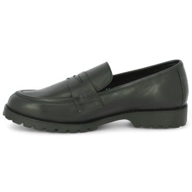Enola - Sober black loafer with thick sole - Moccasin grande taille femme - Shoesissime