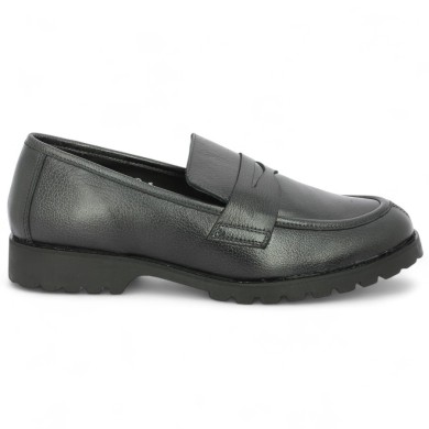 Enola - Metallic leather loafer for women - Moccasin grande pointure - Shoesissime