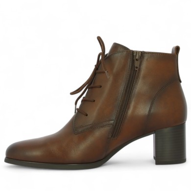 Gabor bottine marron en cuir avec talon 6 cm et fermeture éclair grande taille femme Shoesissime, vue intérieure