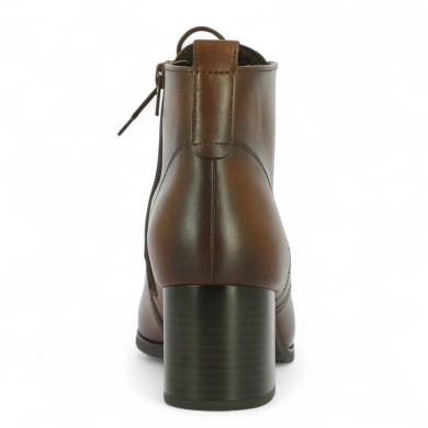 Chaussure habillée en cuir marron à lacets talon stable grande pointure femme Shoesissime, vue arrière