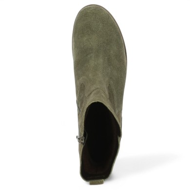 bottine Gabor taupe en cuir nubuck avec liseré marron et semelle amovible grande pointure femme 8, 8.5, 9, 9.5, vue dessus